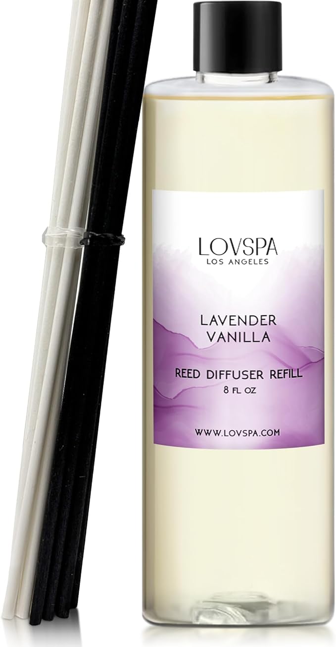 LOVSPA Lavender Vanilla Diffuser Oil - Essential Oils for Diffuser Refill & Air Freshener Room Spray - Long-Lasting & Natural Home Fragrance, Scented Oil for Diffusers, USA Made, 8 oz