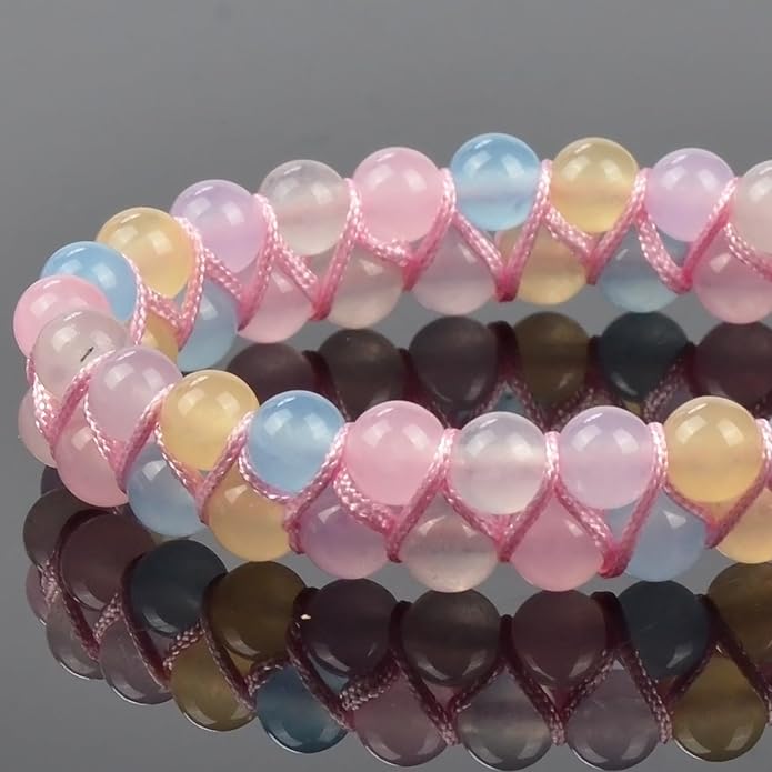 MASSIVE BEADS Double Layer Natural Chakra Healing Power Crystals Macrame Bracelet Yoga Stone Beads Gemstone Meditation Relax Anxiety Bangle for Unisex Women Men