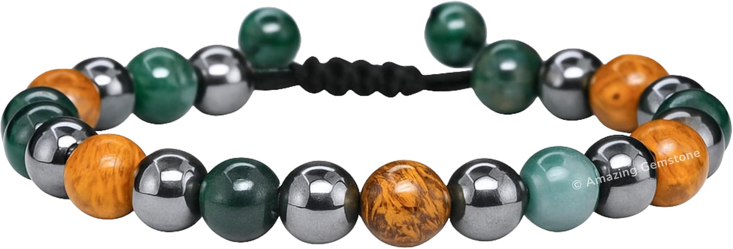 Natural Healing Crystal Bracelet for Women - Mens Bracelet Energy Balancing Gemstones Set - Adjustable Stone Bead Bracelet for Men and Women - Chakra Crystal Therapy Accessory, Meditation