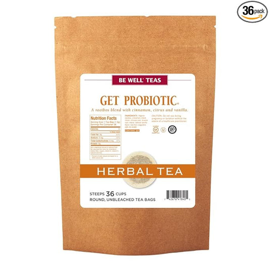 The Republic of Tea Be Well Teas No. 18, Get Probiotic Herbal Tea For Digestive Health, Refill Pack of 36 Tea Bags