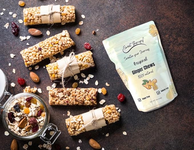 Sweet Therapy Delicious Ginger Chews Sugar Free - Sugar free ginger candy - Sugar free Candy -Sugar free snacks -Zero sugar candy - Calorie free candy