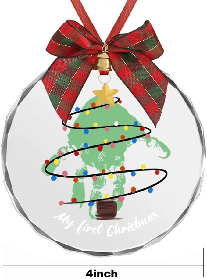 Stylor Baby's First Christmas Ornament 2025 - DIY Crystal Glass Handprint Keepsake, for Newborn Boy or Girl, My 1st Xmas Tree Hanging Decoration (Handprint Tree)