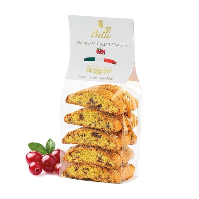 Italian Cranberry Biscotti | Made in Tuscany, Italy | Belli Traditional Semi Soft Biscuits