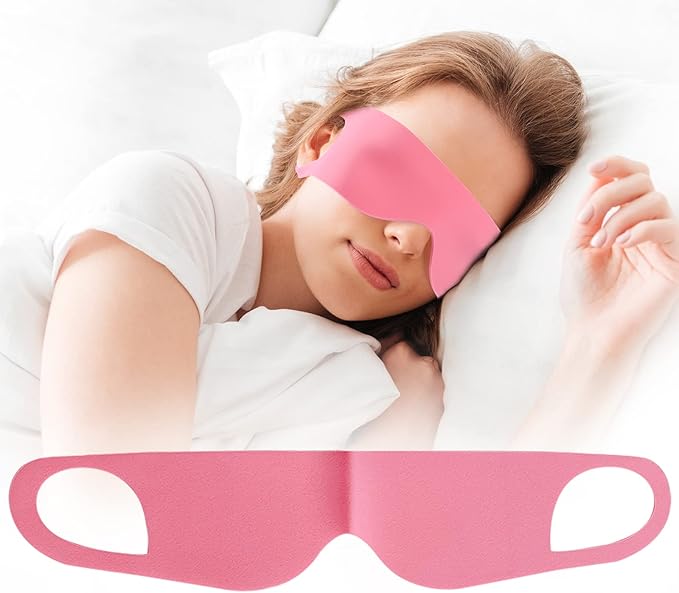 FRESHME Lightweight Breathable Sleep Mask Zero Pressure Blocking Light Sleeping Eye Mask for Men Women Travel Nap Blindfold Eye Shade Cover with Flexible Elastic Ear Hanging for Side Sleeper Pink