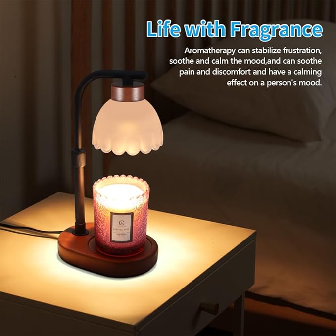 Dimmable Candle Warmer Lamp Adjustable Height Electric Wax Warmer for Jar Scented Candles Wax Melt Desk Light Suitable for Home Decor Christmas Birthday Gift for Women Mom