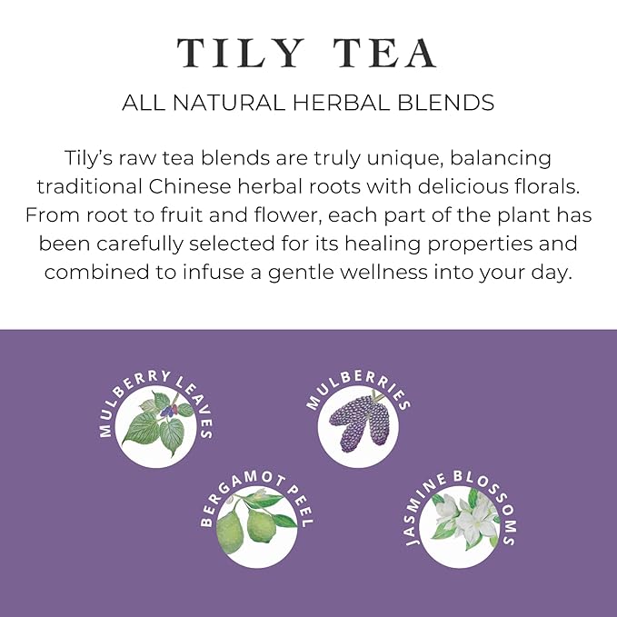 Tily Tea Perfect Pairing Herbal Tea - Mulberry Leaf Tea for Digestive and Gut Support - Caffeine Free - 10 Plastic-Free Tea Bags