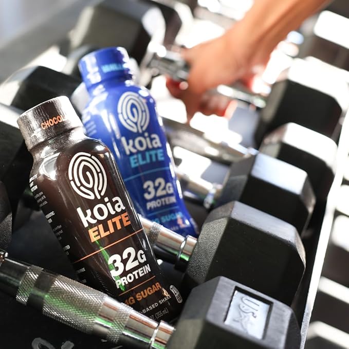 Koia Elite Plant Based Protein Shake, Vanilla, 32g Protein, 4g Sugar, 6g Prebiotic Fiber, Pre & Post Workout Nutritional Drink, No Seed Oils, Dairy-Free, Gluten-Free, Non-GMO, 12 Fl Oz (Pack of 12)