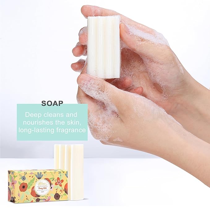 4PC Rose Water Lotion Gift Set: Hand & Foot Cream, Soap, Scented Candle - Body Care for All Skin Types Skin Care Gift Set for Women, Mothers Day Gifts for Mom Gifts, Birthday Gifts for Women