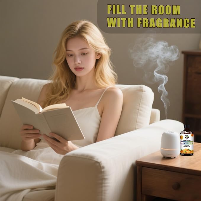 Orange Essential Oil (4 oz/120 ml) — Orange Oils for Aromatherapy, diffusers, humidifiers, Home fragrances, DIY Skincare, soap Making, DIY Candle Making, Relaxation, Yoga, and Meditation