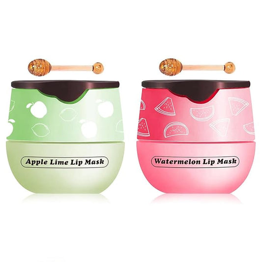 2 Packs Fruit Lip Balm, Moisturizing & Smoothing Lip, Hydrate Repair Prevent Dry Cracked Lip Sleeping Lip Mask, Effective Reduces Lip Lines Lip Care (Apple Lime & Watermelon)