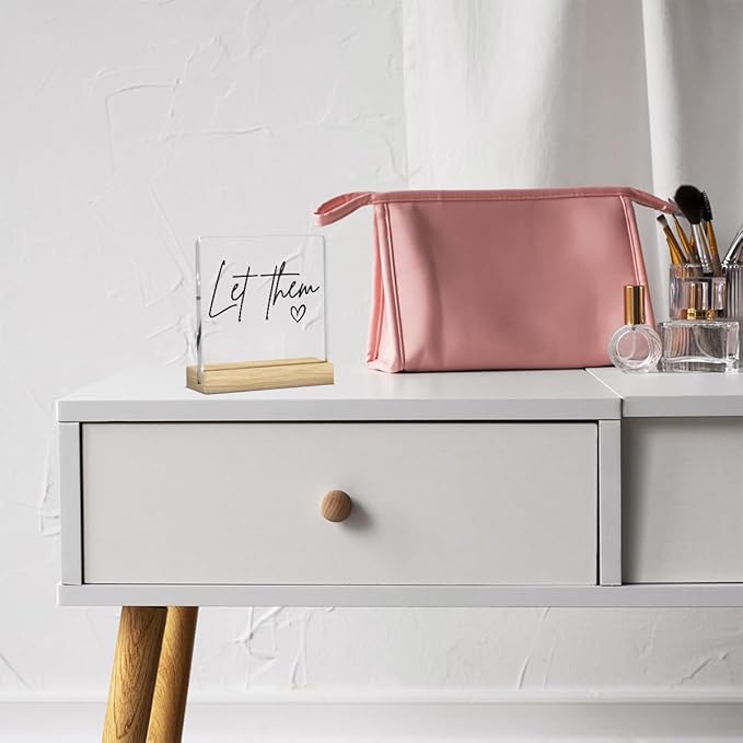 Let Them Mental Health Decor, Motivational Mental Health Self Love Gifts for Women Men, Therapy Office Acrylic Sign With Wooden Decoration for Therapist Office Bedroom Dorm Apartment Decor