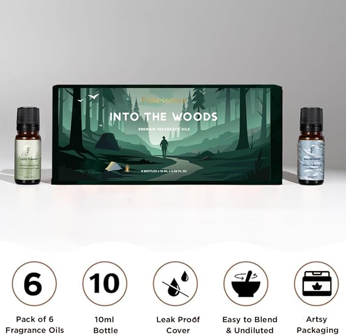 Folkulture Essential Oils for Home | Set of 6 (0.34 fl oz x 6) Sandalwood Essential Oil, Palo Santo Diffuser Oils for Relaxation | Pine & Cedar Oil Scents | Eucalyptus & White Sage Oil for Women
