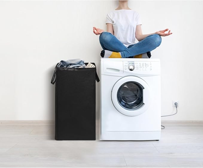 DOKEHOM 100L Laundry Basket with Lid and Removable Laundry Bags, Large Collapsible Laundry Hamper for Bedroom, Bathroom, Laundry Room, Colloge (Black)