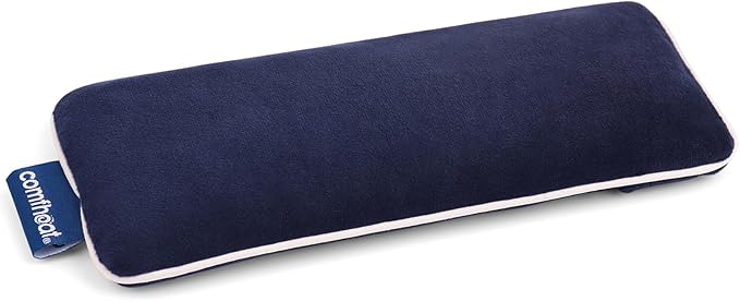 Unscented Weighted Eye Pillow - Soft Plush Removable Cover, Moist Heat & Cold Therapy, Natural Aromatherapy Eye Compress Pillow for Relaxation, Yoga, Meditation, and Sleep, Navy Blue