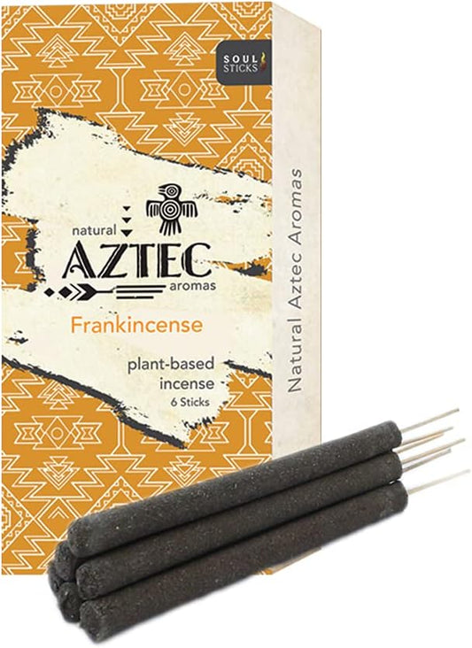 Soul Sticks Aztec Cinnamon Resin Incense Sticks, 90 Hrs Burn Time – 100% Natural, Hand-Rolled & Slow-Burning 6 Pcs| Artisan Blend for Yoga, Meditation, Relaxation, Aromatherapy (Frankincense)