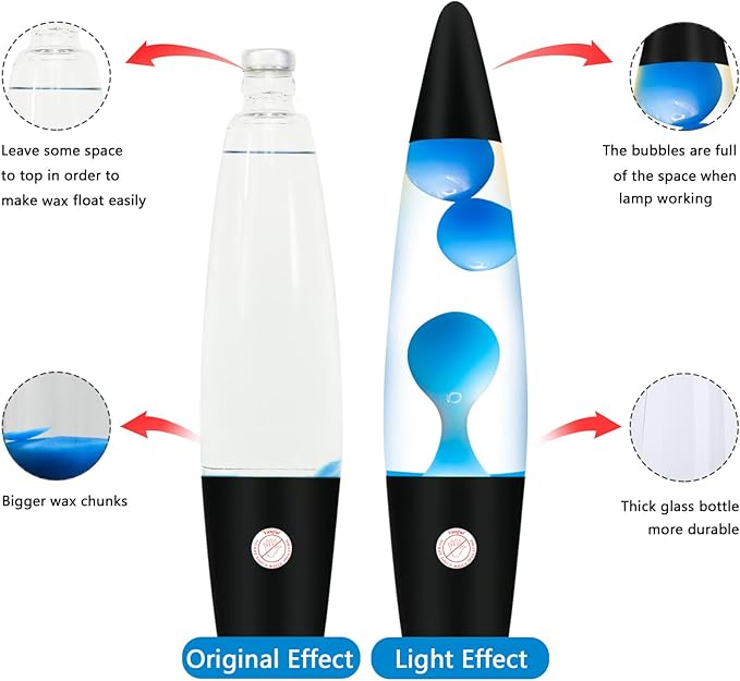 Blue 16 Inches Magma Liquid Motion Lamp with Black Base, Glitter Lamps for Adults and Kids Charged by Cord Night Light Cool Room Christmas Thanksgiving Day Decor for Kids Teen Girls Boys