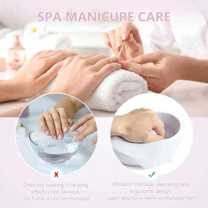 Electric Massage Nail Soaking Bowl, Manicure Hand Bowl Vibration Spa Massage Soak Soothing Relaxing Manicure Machine Soften Cuticles