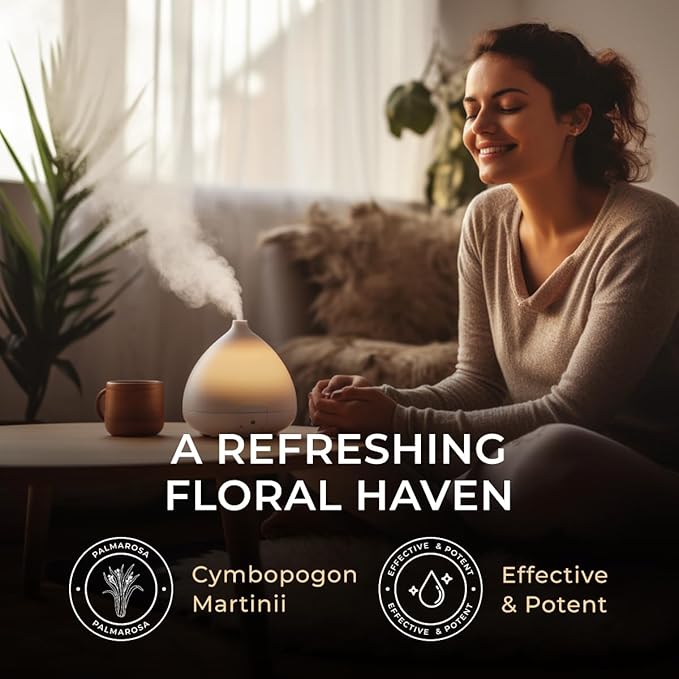 Gya Labs Palmarosa Essential Oil - 0.34 Fl Oz - for Hair, Skin, Diffuser, Aromatherapy & DIY Candle Making Scent