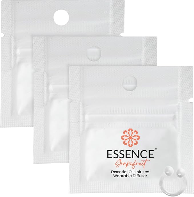 Essence Wearable Aromatherapy Nasal Diffuser – Grapefruit Essential Oil Nose Ring Silicone Inhaler for Stress & Mood Support - Made in USA & Travel-Friendly (3 Pack)
