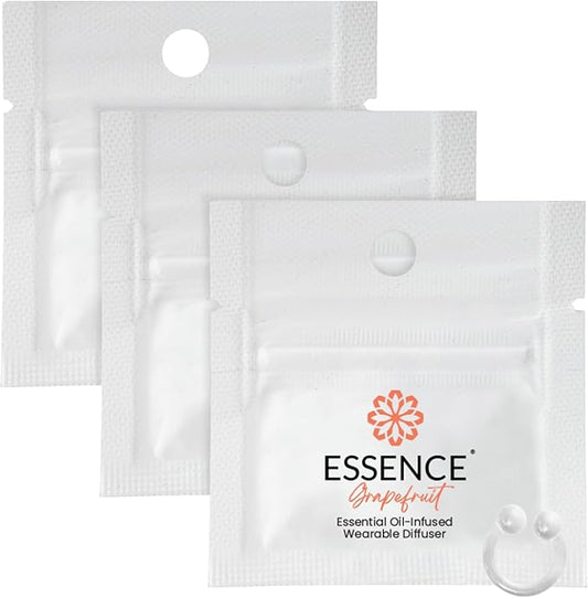 Essence Wearable Aromatherapy Nasal Diffuser – Grapefruit Essential Oil Nose Ring Silicone Inhaler for Stress & Mood Support - Made in USA & Travel-Friendly (3 Pack)