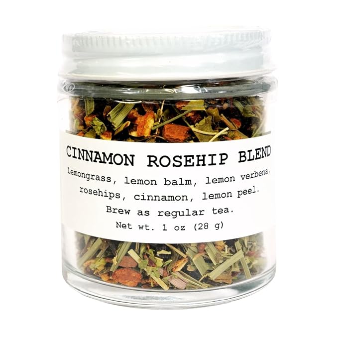 Cinnamon Rosehip Blend 1 oz (28 grams) Herbal Beverage Tea in Glass Jar by Smoke Camp Crafts