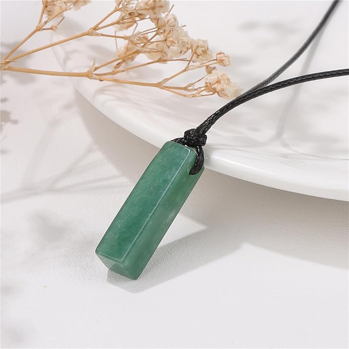 Crystal Necklaces for Women Gemstone Pendant Necklace Adjustable Handmade Black Rope Natural Stone Spiritual Necklace Energy Crystals and Healing Stones Necklace for Men