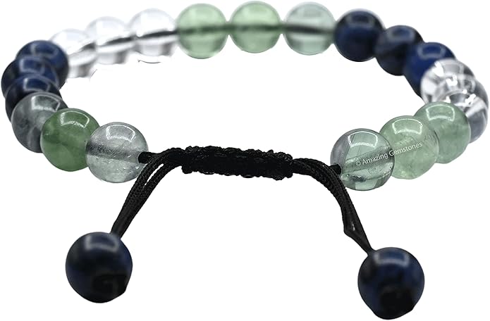 Natural Healing Crystal Bracelet for Women - Mens Bracelet Energy Balancing Gemstones Set - Adjustable Stone Bead Bracelet for Men and Women - Chakra Crystal Therapy Accessory, Meditation