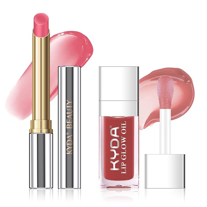 KYDA Rose Honey Lipstick Kit, Includes Honey Lipstick Tinted Lip Balm and Lip Glow Oil, Sheer Rosy Lips Color with a Hydrating Oils Formula, for Smooth Dewy Finish