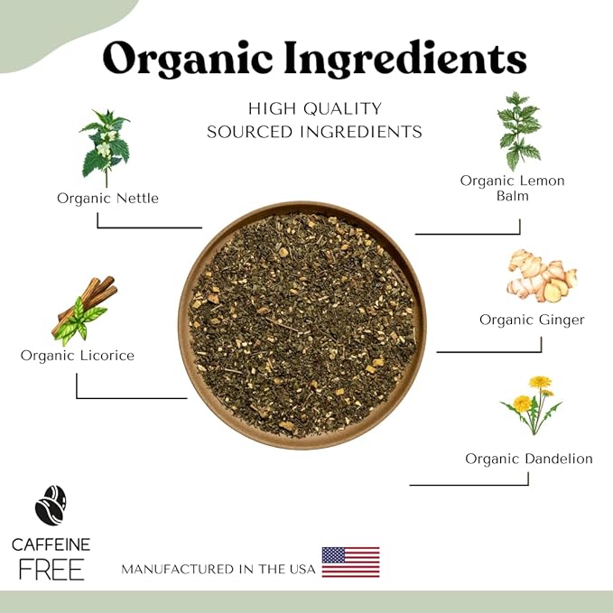 AutoimmuniTea – Soothing Tea Bags for Allergy Relief and Sinus Relief, Organic, Caffeine Free and USDA Certified, Blend of Lemon Balm, Ginger, Nettle, and Licorice, AIP Friendly