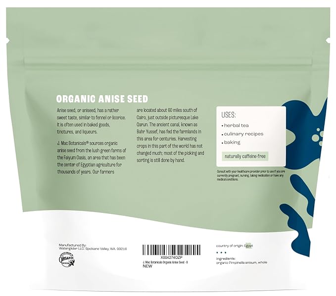 J Mac Botanicals Organic Anise Seeds whole aniseed