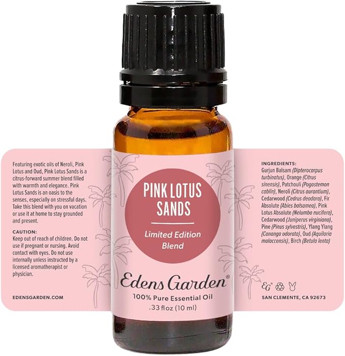 Edens Garden Pink Lotus Sands Essential Oil Blend- 100% Pure Premium Grade, Undiluted, Natural, Therapeutic, Aromatherapy, The Best for Diffusing, Skin, Candle, Laundry 10 ml (.33 fl oz)