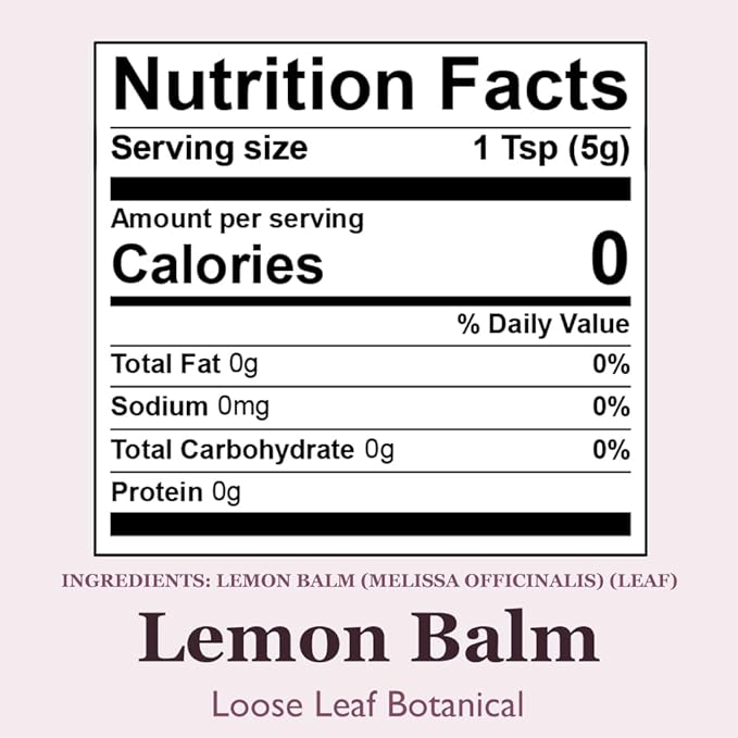 Organic Positively Botanicals Company, Lemon Balm, Herbal Tea Loose Leaf Botanical, 16 Ounce