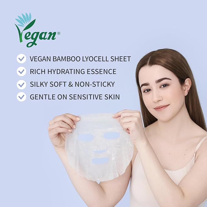 Hydrating Soothing Sheet Masks Gift Set for Skincare, Korean Vegan Sheet Mask for Dry, Sensitive Skin, Calming, Smoothing, Brightening, Collagen, Ceramide, Cica, Hyaluronic Acid 30EA