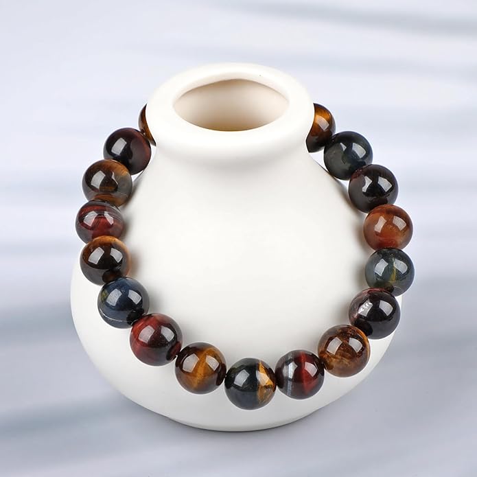 LPBeads Handmade Natural Gemstone Stretch Elastic Bracelet Healing Crystal Round Stone Beads Jewelry Gifts for Women Men