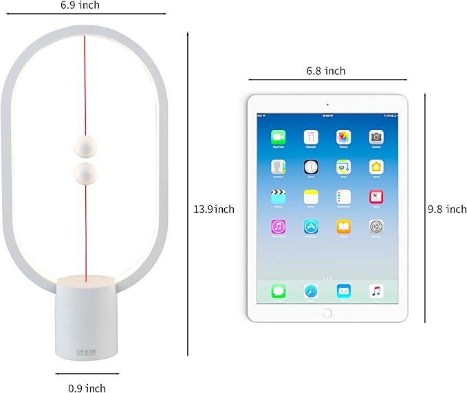 Heng Balance Light, USB Powered LED Table lamp, Creative, Magnetic Switch Night Light, dimmable Eye Protection Table lamp, Used for Gifts, Decoration Bedside, Dormitory and Office(White)