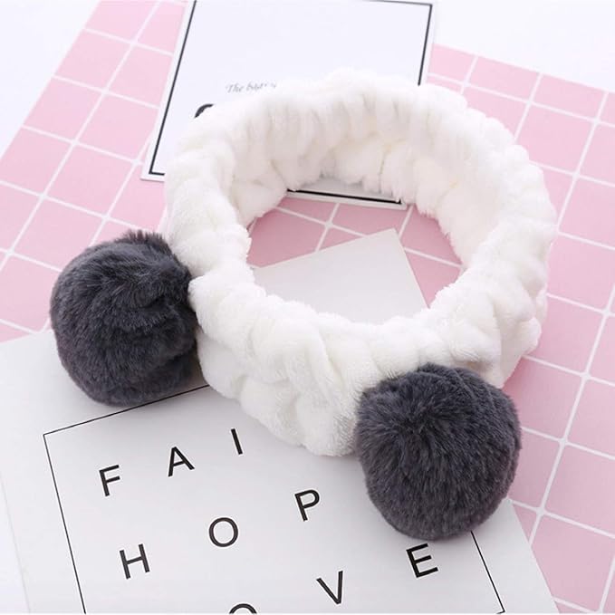 Huachi Headbands Women Washing Face Makeup Girls Baby Cute Elastic Facial Hair Bands Korean Beauty Products Spa Shower Yoga Headwrap Costume Hair Accessories, Animal Panda Ears