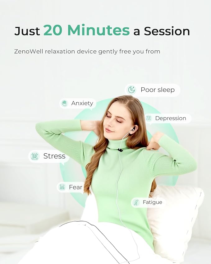 Relaxation Device for Better Sleep, Stress Relief, Calm, Anxiety Relief, Sleep Aid Device for Adults, Portable Zenowell Vita, Boost Energy and Focus, No Apps Required