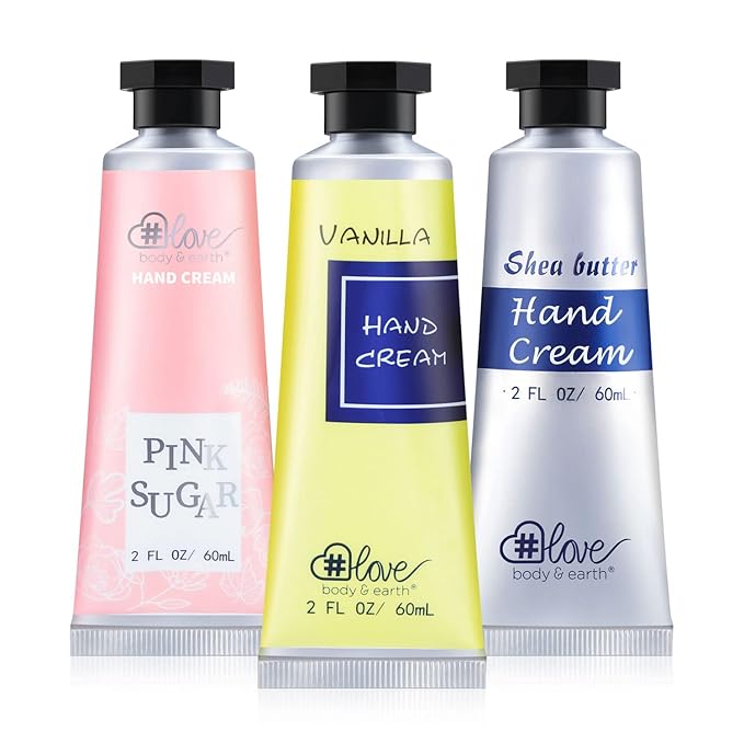 Body & Earth # Love Nourishing Hand Cream Gift Set, 3x2.0 oz, Shea Butter, Argan Oil, Vitamin E, Moisturizing, Fresh Fragrances, For All Skin Types, Perfect For Travel