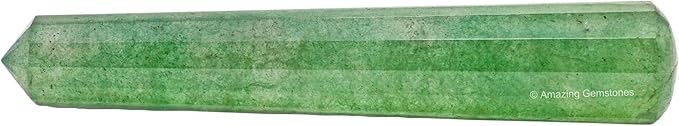 Amazing Gemstone Green Strawberry Quartz Crystal Wand Massage Stick - Pelvic Wand Gua Sha for Adults - Crystals and Healing Stones Massage Wands for Adults Gifts (Pointed)