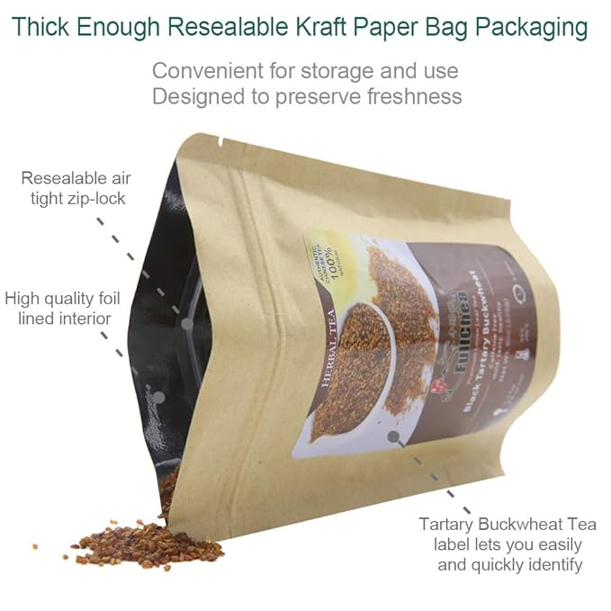 FullChea - Himalayan Tartary Buckwheat Tea - Roasted Black Buckwheat - Loose Leaf Herbal Tea - Caffeine Free - NON-GMO - Gluten Free - 100% Natural 8oz / 226g (Pack of 2)