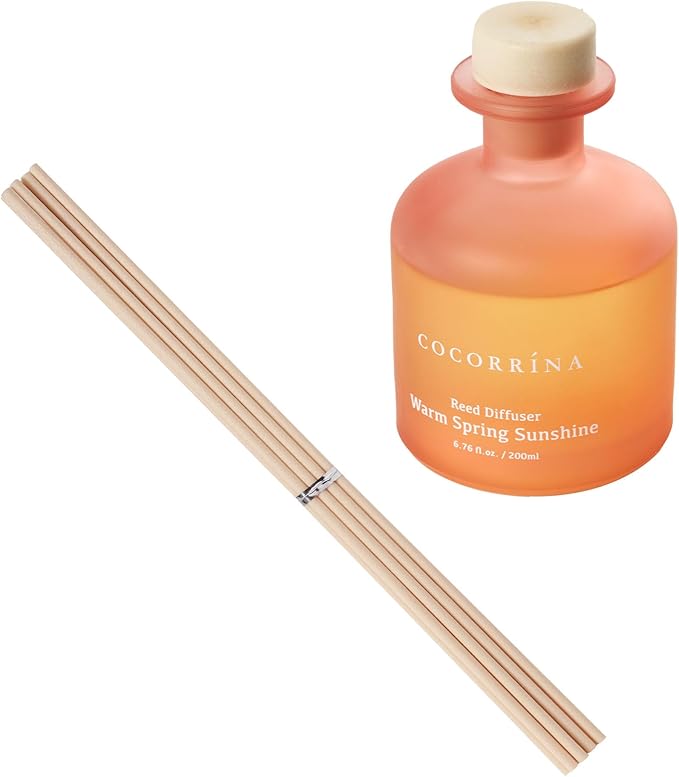 Cocorrína Reed Diffuser - Warm Spring Sunshine 6.76oz Diffuser with 8 Sticks Home Fragrance Reed Diffuser Home for Bedroom Bathroom Shelf Decor Office Decor (Summer Collection)
