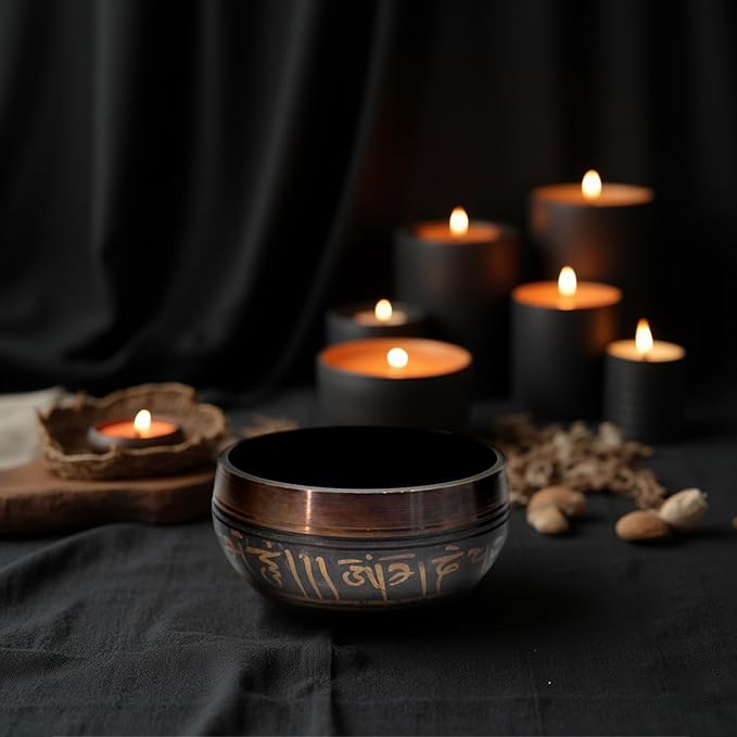3.15 inch Tibetan Singing Bowl Set, Authentic Handmade Meditation Bowl Stress Relief Yoga Set with Striker & Cushion for Sound Therapy, Chakra Healing, Spiritual Gatherings