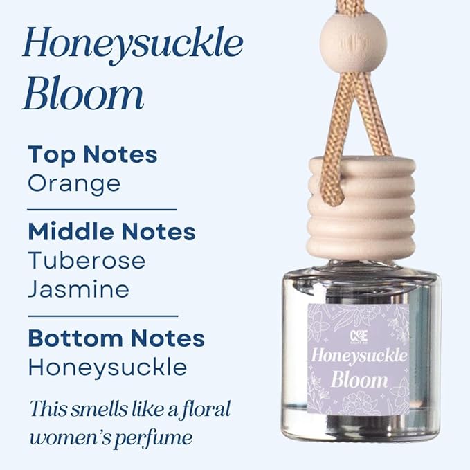 CANDECraftCo Car Air Hanging Fragrance Oil, Car Auto Freshener for Essential Oils, Scents Fragrance Aromatherapy Automobile Diffuser, Long Lasting (Honeysuckle Bloom)