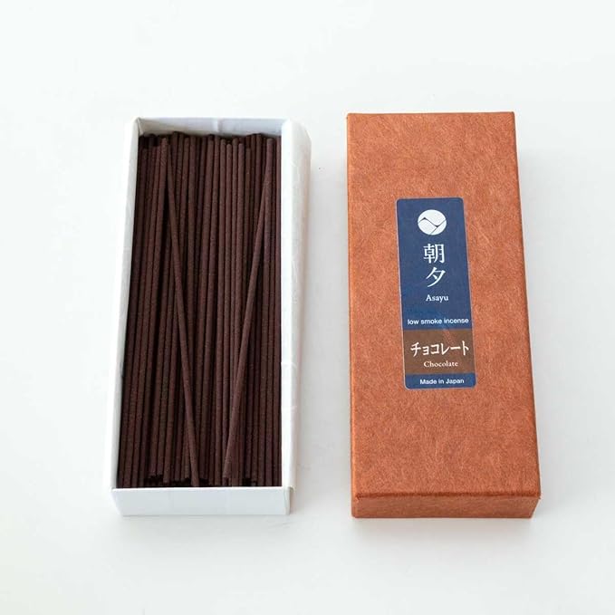 Asayu Japan Incense Sticks with Low Smoke for Morning or Evening Meditation, Relax or Yoga, Made in Japan 40gr - Chocolate-Scent