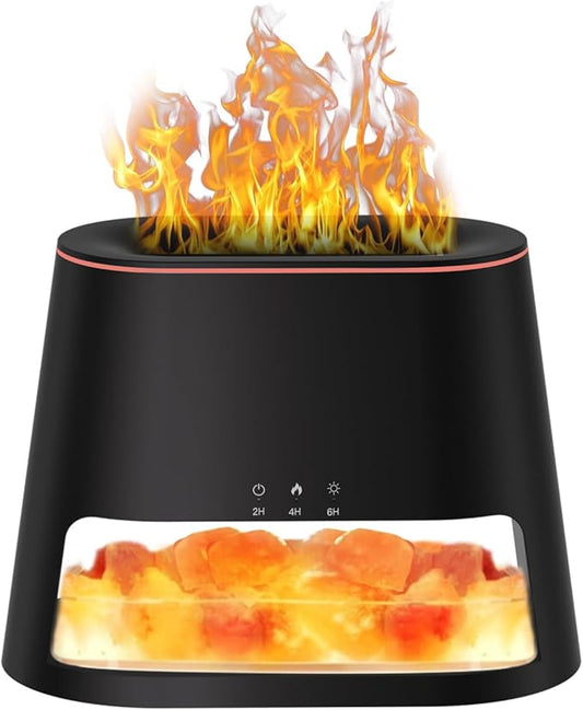 2-in-1 Himalayan Salt Lamp & Ultrasonic Essential Oil Diffuser, Aromatherapy Diffuser Cool Mist Humidifier, Original Salt Therapy Lamp, 100% Pure Himalayan Salt, Ambient Glow, 260ml (Black)