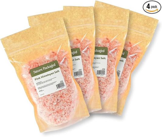 Pink Himalayan Salt (16oz) - Direct from The Himalayan Mountains - Pure Coarse Grain Organic Salt for Body Scrubs, Adding to Baths, and Foot Soaking 4 Packs