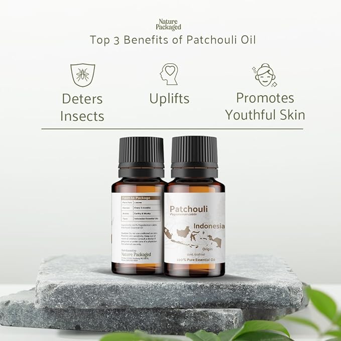 Dark Patchouli Essential Oil - Direct from Java Indonesia Natural Repellent Aceite de Pachulí - Aromatherapy and Premium Therapeutic Grade - Ideal for Body & Candle-Making (8oz)