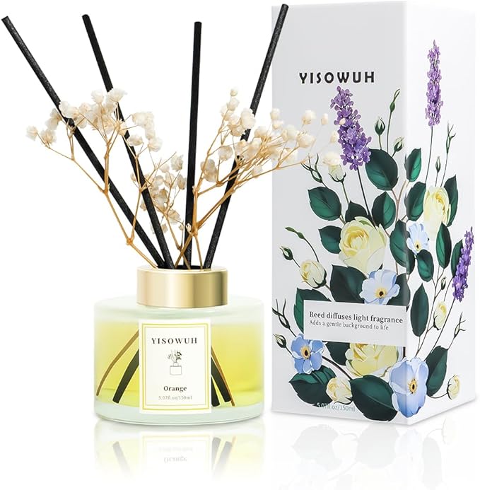 Reed Diffuser Set,5.07 fl oz (150 ml) - Orange Oil Diffusers with 8 Reed Sticks,Home Fragrance Reed Diffuser for Bathroom Shelf Decor