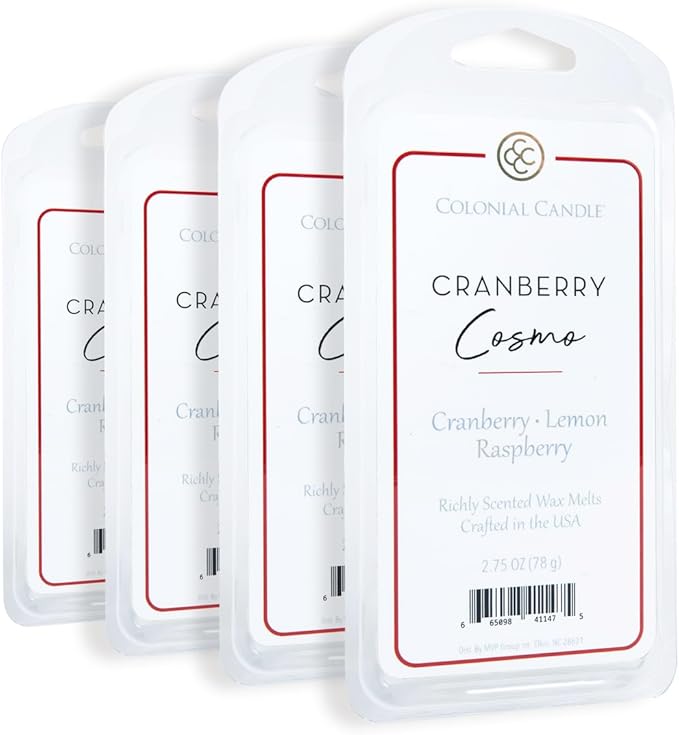 Colonial Candle Cranberry Cosmo Wax Melts, Wax Melt Warmer Cubes, Long Lasting Scented Wax Warmer Cubes, 4 Pack, 6 Cubes Each - Made in The USA