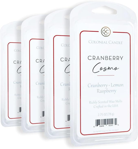 Colonial Candle Cranberry Cosmo Wax Melts, Wax Melt Warmer Cubes, Long Lasting Scented Wax Warmer Cubes, 4 Pack, 6 Cubes Each - Made in The USA